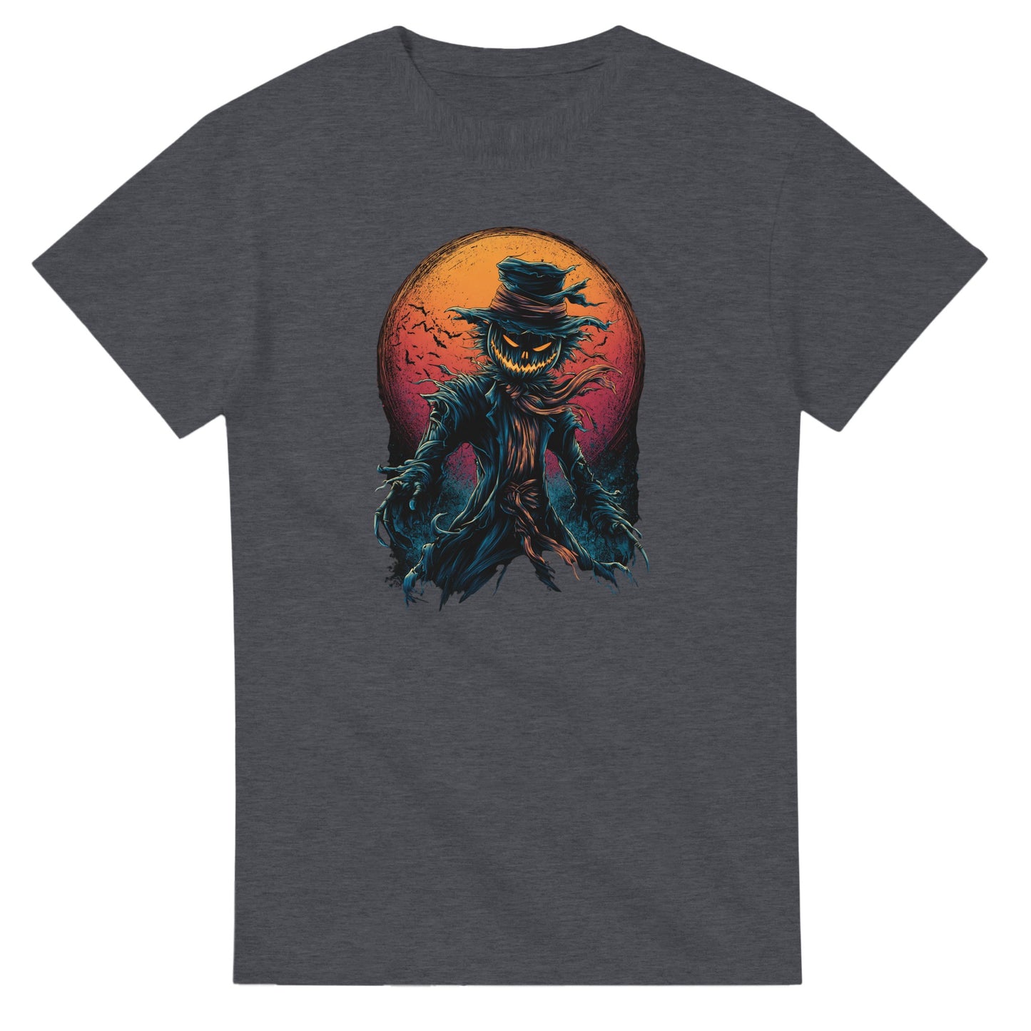 Scarecrow with Full Moon & Bats on a Heavyweight T-shirt