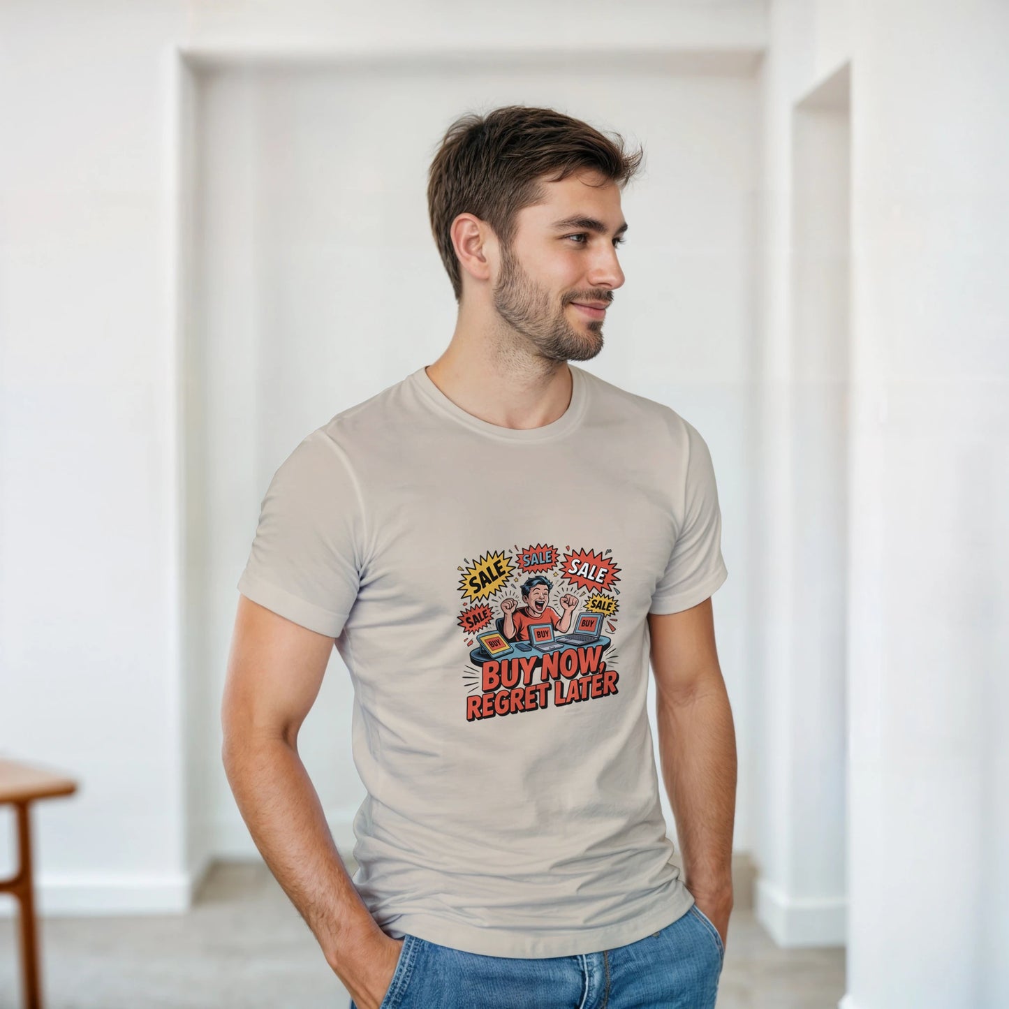 Buy Now Regret Later heavyweight t-shirt mockup