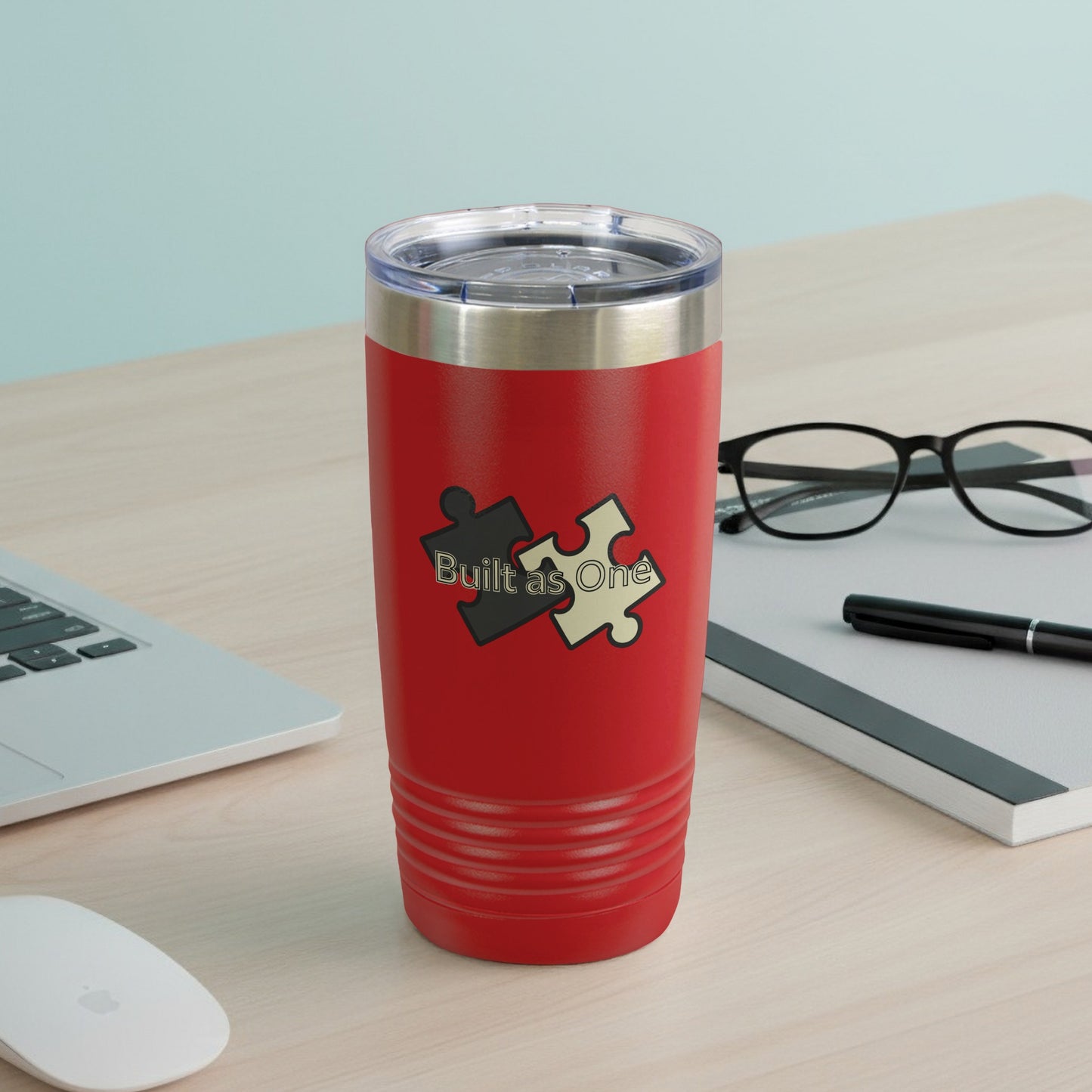 Built as One Puzzle Design Travel Tumbler
