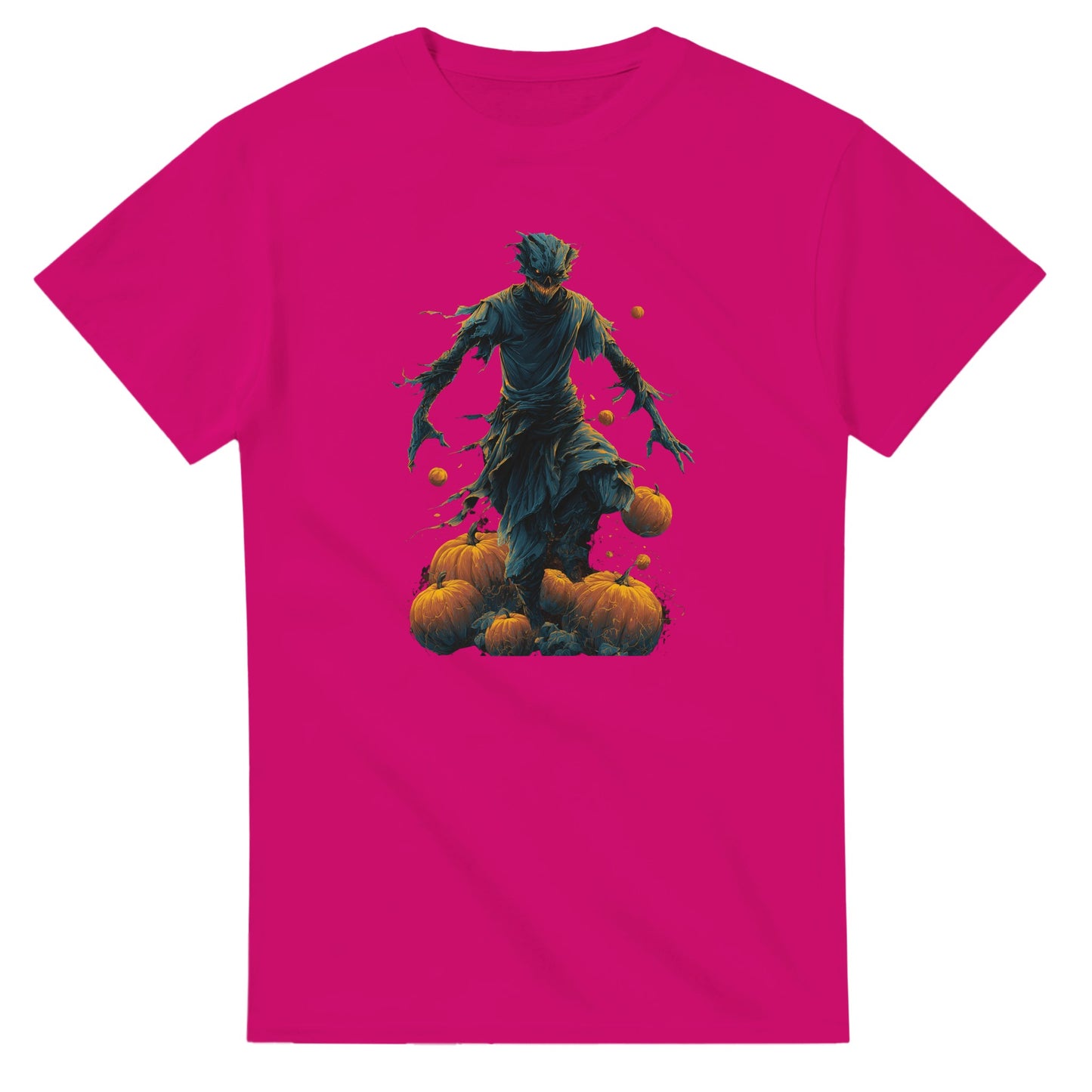 Haunting Harvest Scarecrow on a Heavyweight T-shirt