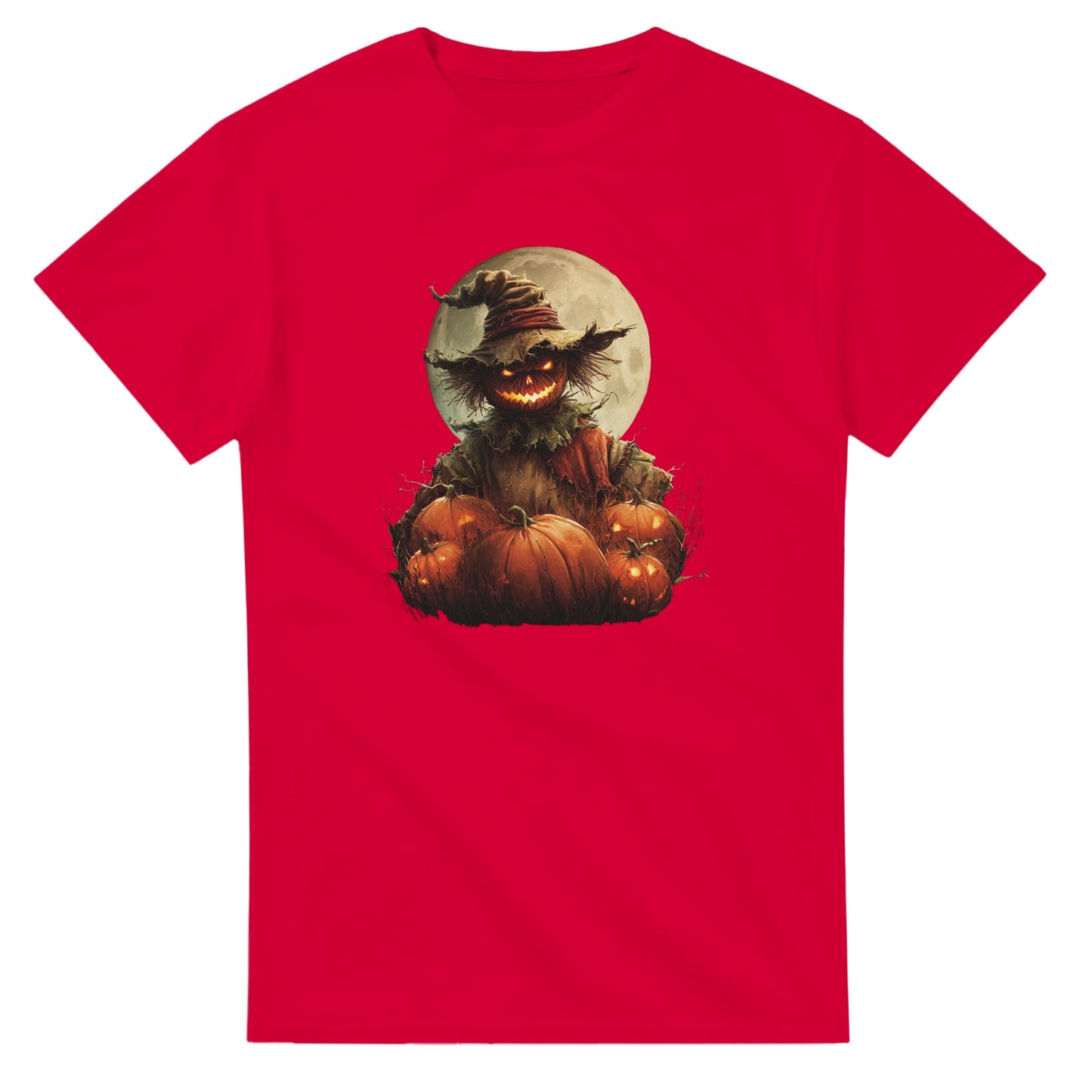 Spooky Scarecrow & Jack-O'-Lantern on a Heavyweight T-shirt