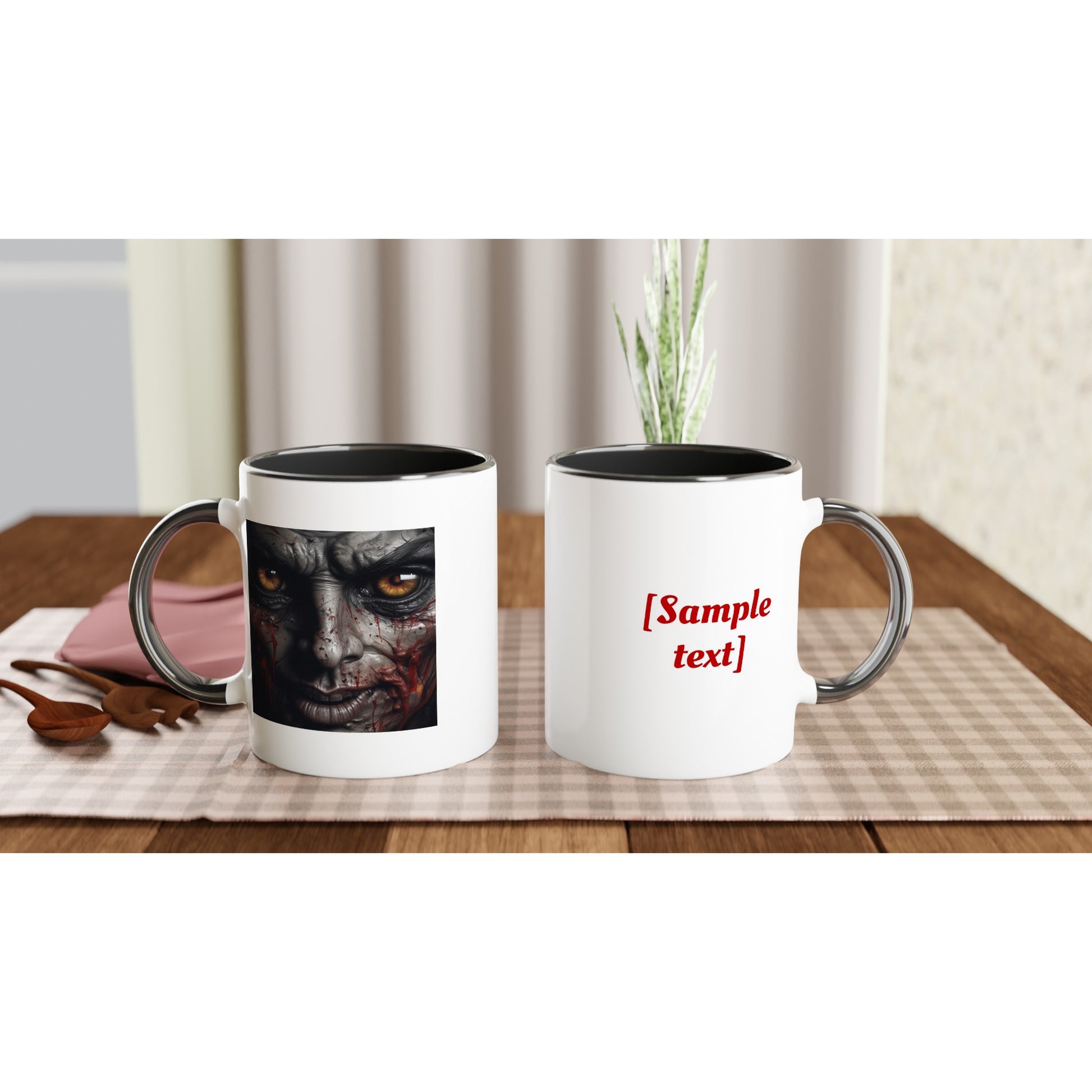 11oz ceramic mug with color inside angry blood face personalized
