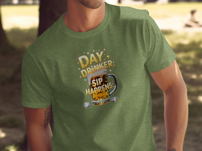 Day Drinker Sip Happens Humorous Graphic Tee