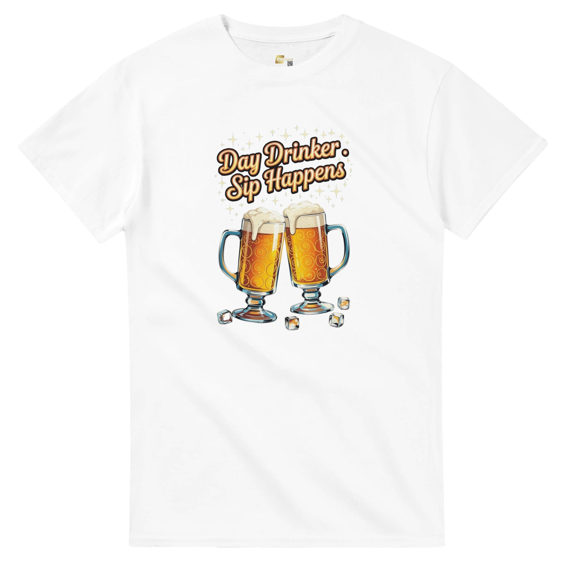 Day Drinker, Sip Happens! on a Heavyweight T-Shirt