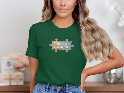 Stronger Side By Side Puzzle Piece Graphic T-shirt