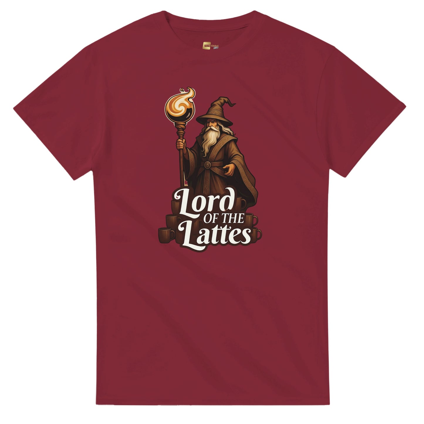 Lord of the Lattes graphic design on a Heavyweight T-shirt