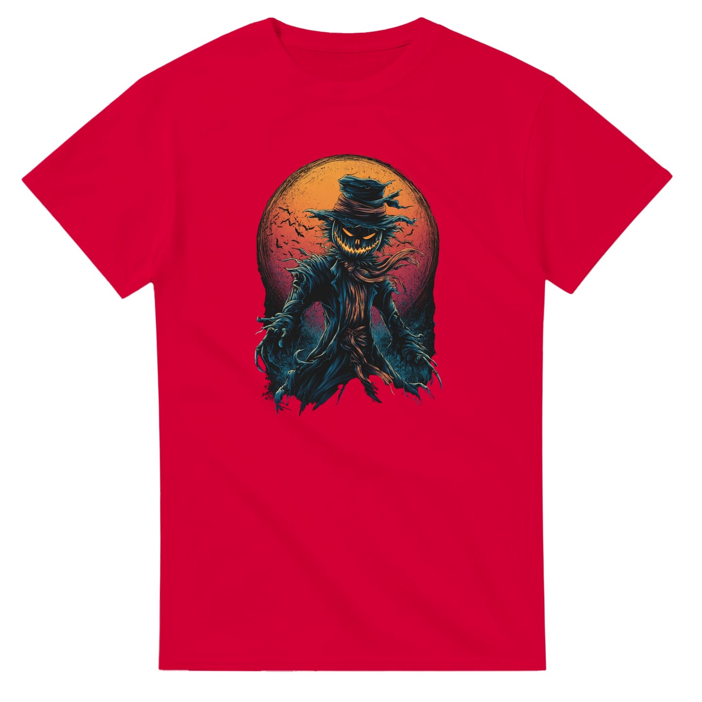 Scarecrow with Full Moon & Bats on a Heavyweight T-shirt