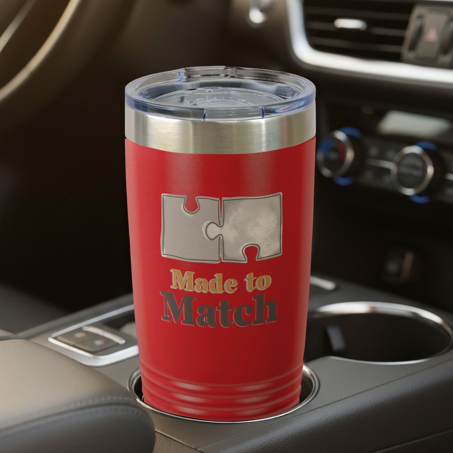 Made to Match Puzzle Design Car Travel Cup