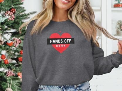 Hands Off For Now Graphic Heart Long Sleeve Shirt