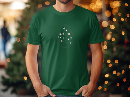 Festive Green Shirt with Subtle Flower Egg Design