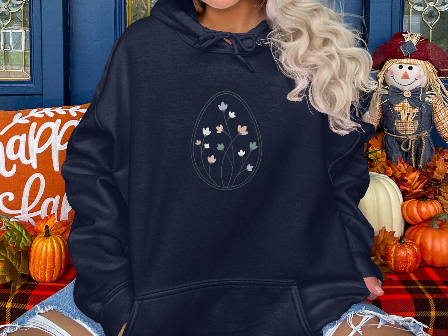 Cozy Autumn Floral Design Hooded Sweatshirt for Fall
