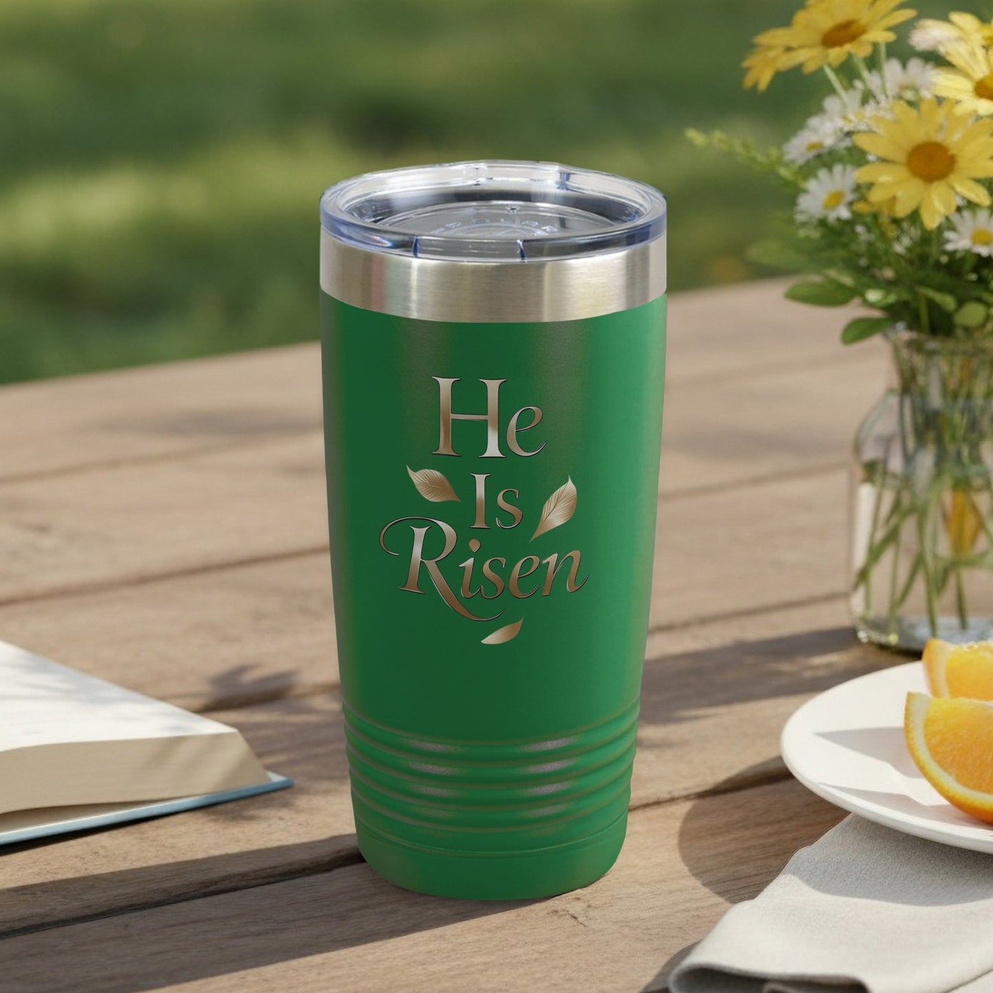 Green He Is Risen Scripture Tumbler product type