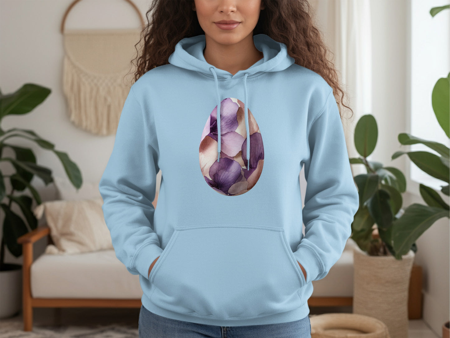 Floral Egg with Purple Petals Hoodie for Everyday Comfort