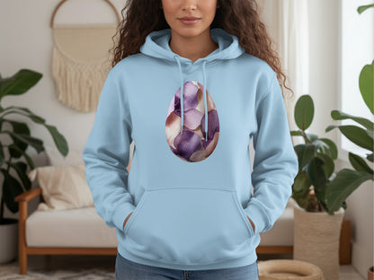 Floral Egg with Purple Petals Hoodie for Everyday Comfort
