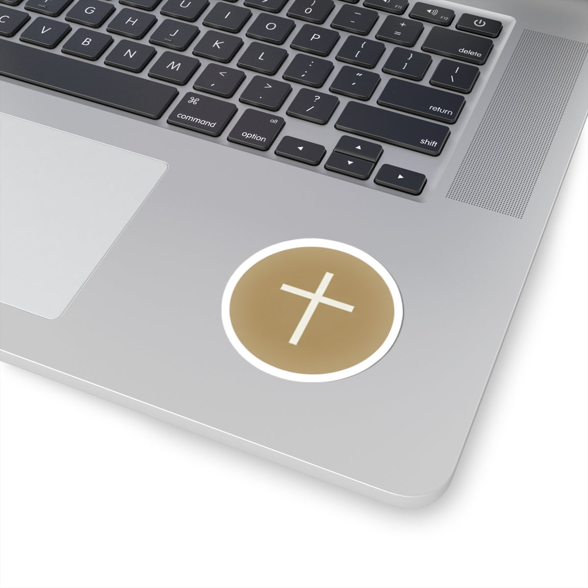 White Cross Gold Circle Design Decorative Laptop product type