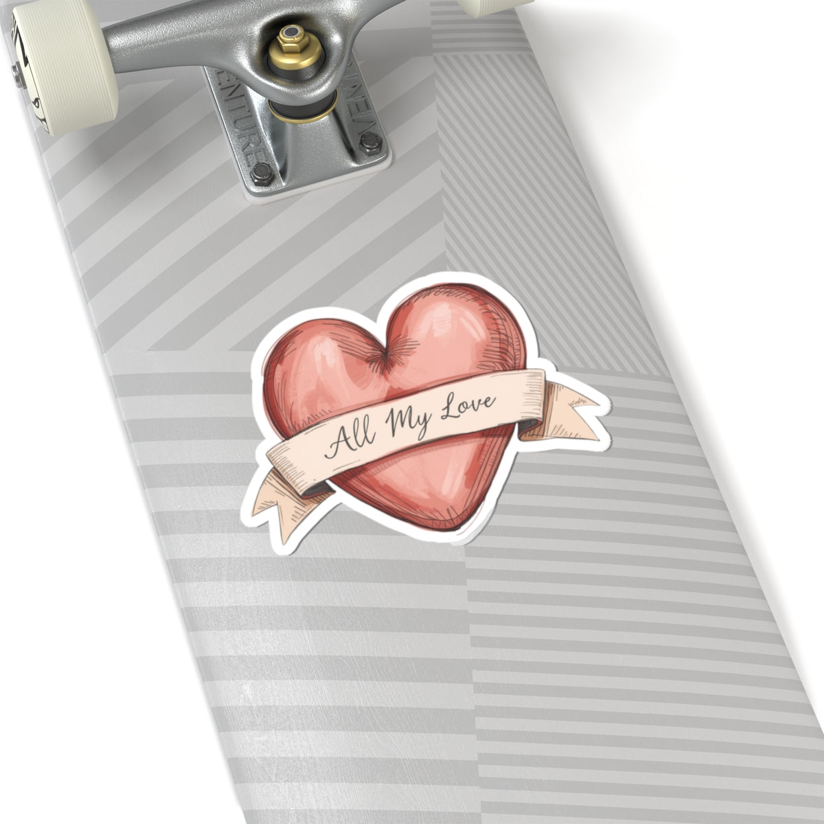 Heart 'All My Love' Skateboard Sticker Decor