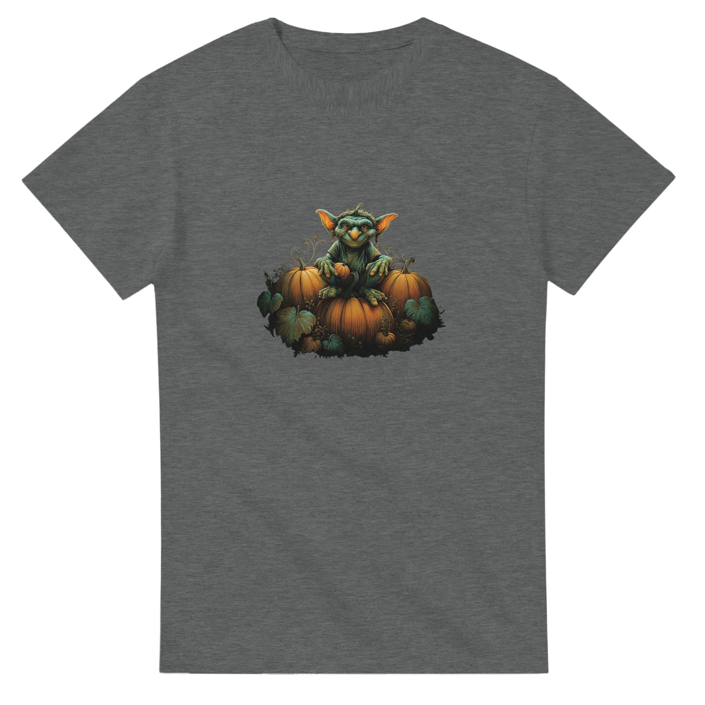 Autumn Goblin & Pumpkins on a Heavyweight T-shirt