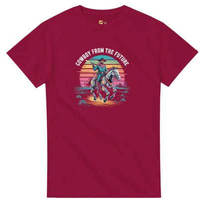 Retro-Futuristic Cowboy graphic design on a Heavyweight T-shirt