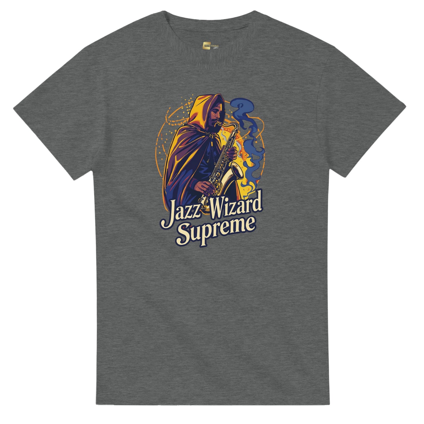 Jazz Wizard Supreme graphic design on a Heavyweight T-shirt