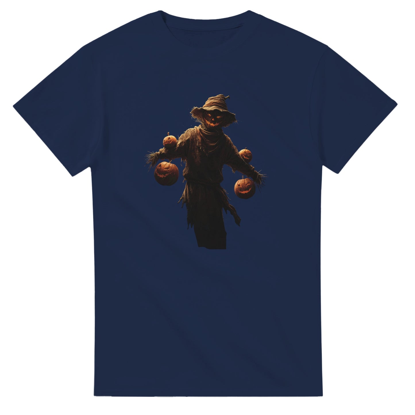 Haunted Scarecrow with Jack-o'-Lanterns on a Heavyweight T-shirt