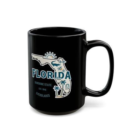Black mug with "Florida Sunshine State" text and state outline.