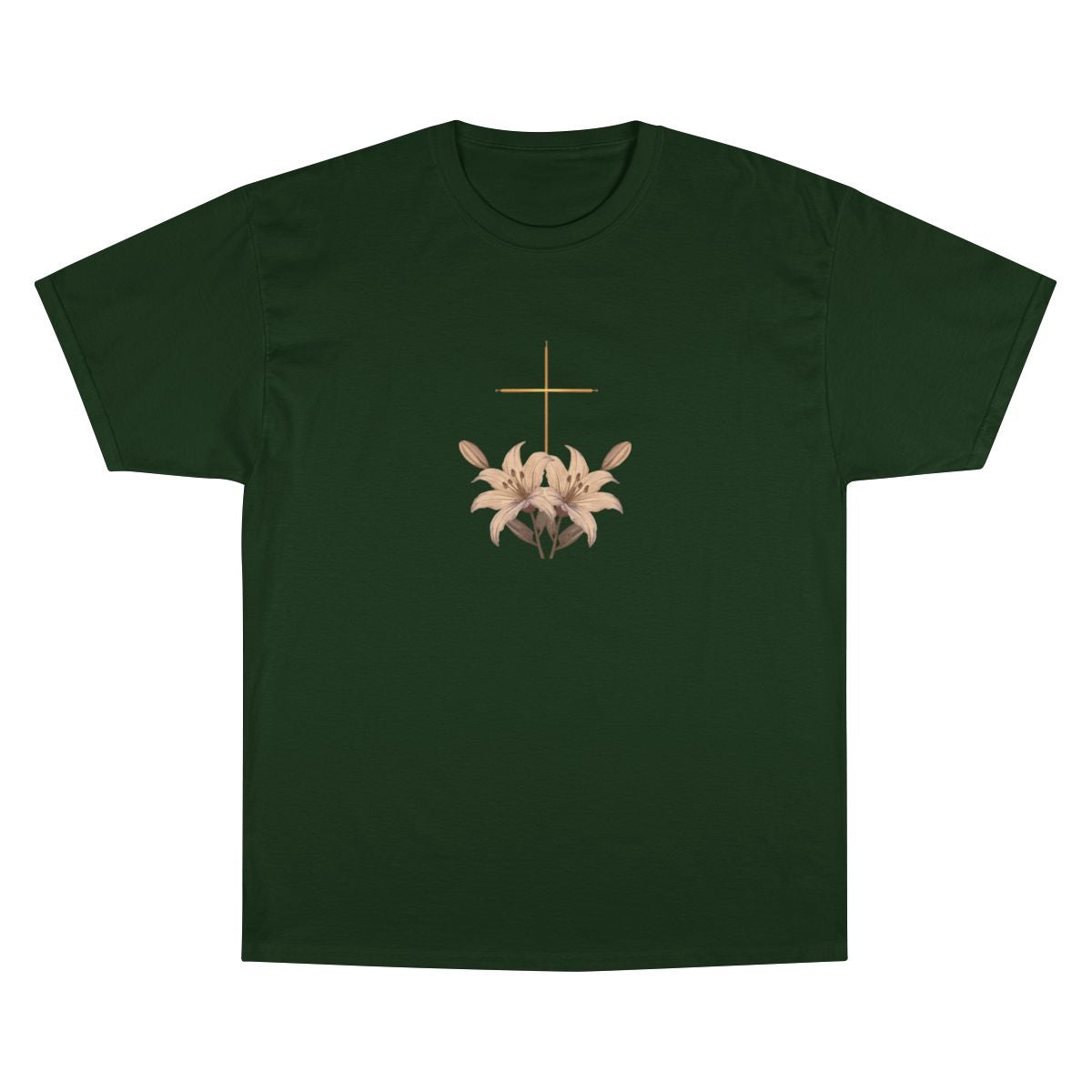 Dark Green Cross Lilies Design T-shirt product type