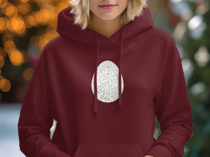 Floral Pattern Maroon Hoodie for Women Casual Wear