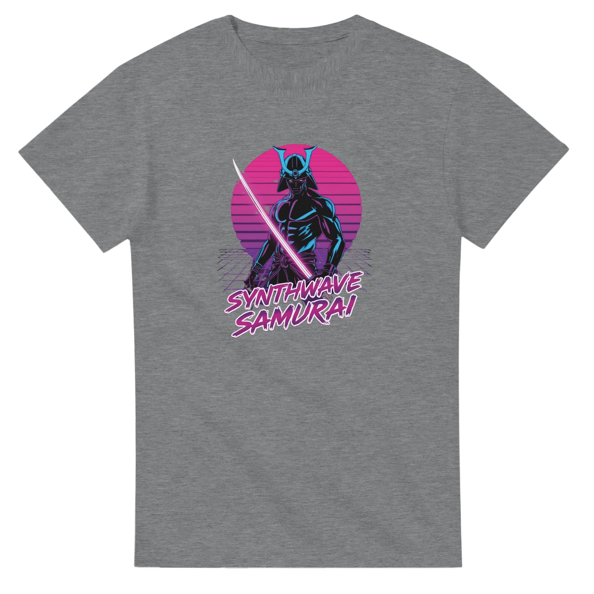 Synthwave Samurai graphic design on a Heavyweight T-shirt