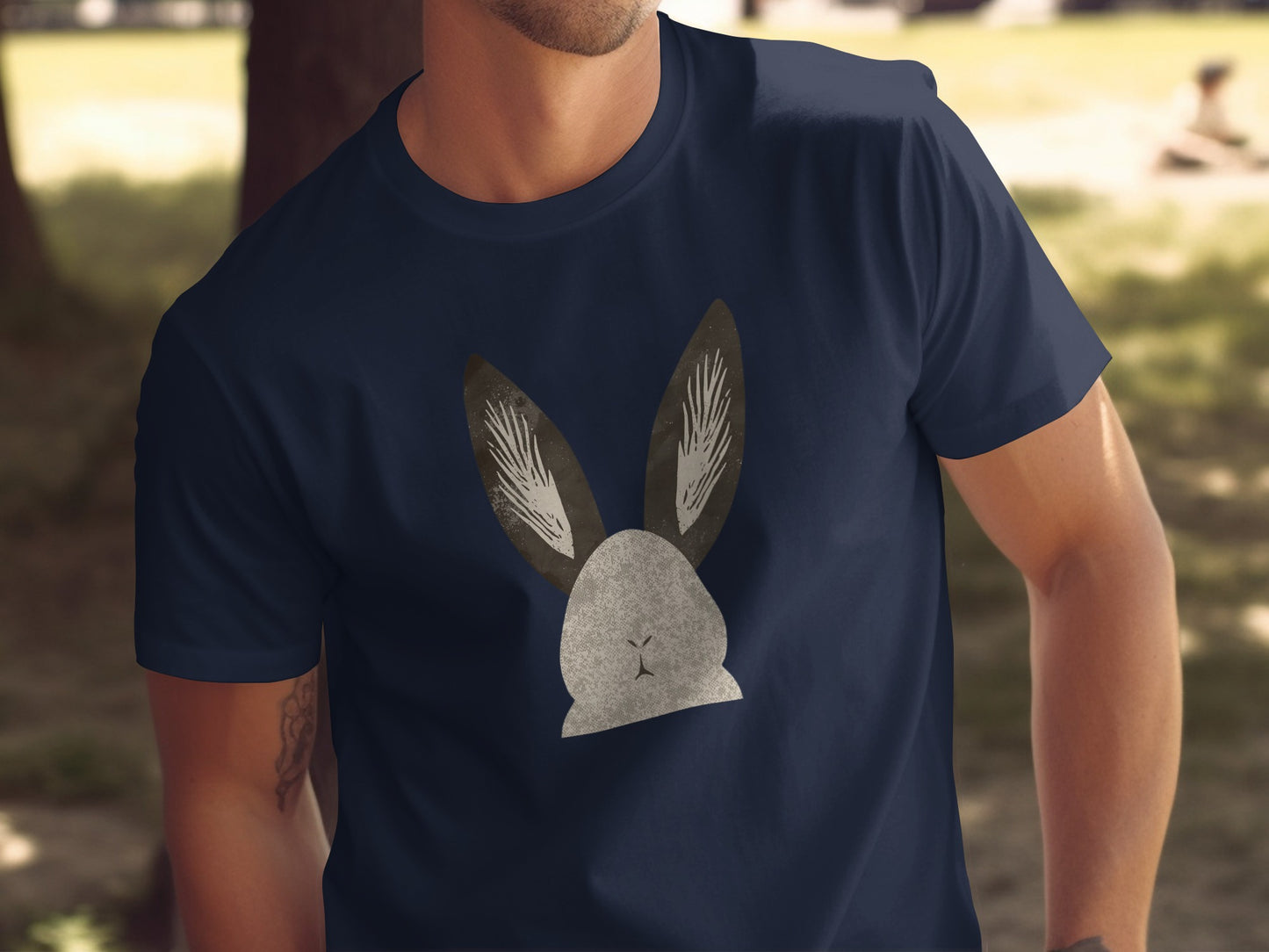 Deep Navy Bunny Head Graphic Simple Artistic product type
bunny shirt
rabbit graphic
animal print
navy tee
grey bunny
distressed design
cute rabbit
pet lover
nature theme
woodland creature
unique graphic
artistic style
minimalist design
dark blue apparel
easter bunny
spring fashion
comfort casual
trendy top
head design
men's graphic