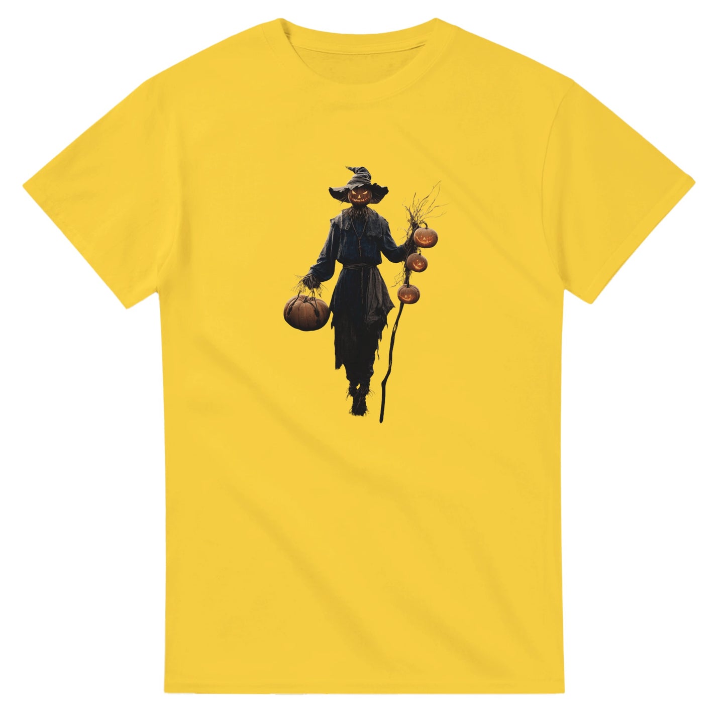 Spooky Scarecrow Jack-O'-Lantern on a Heavyweight T-shirt