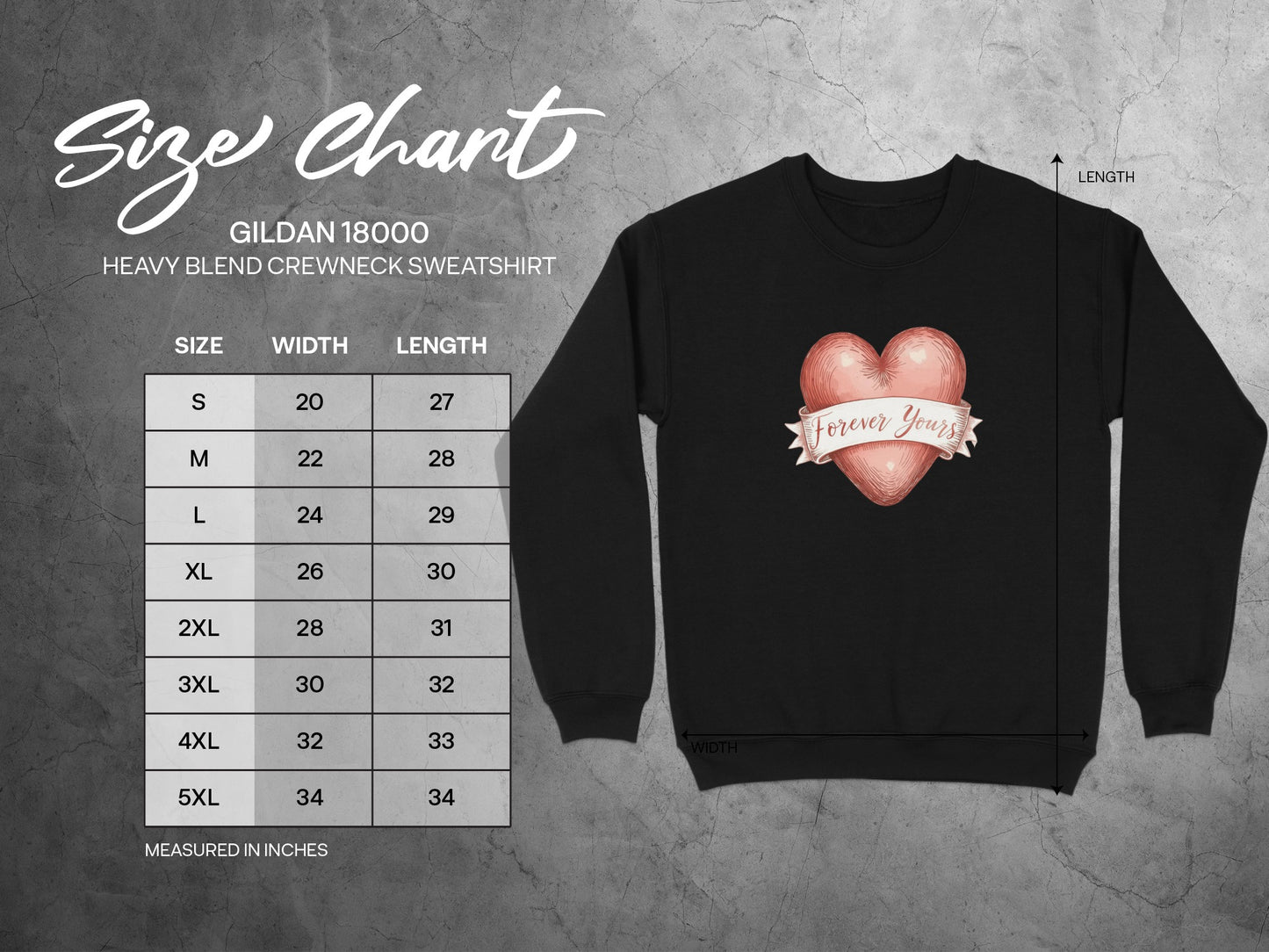 Forever Yours Heart Design Gildan Crewneck Sweatshirt