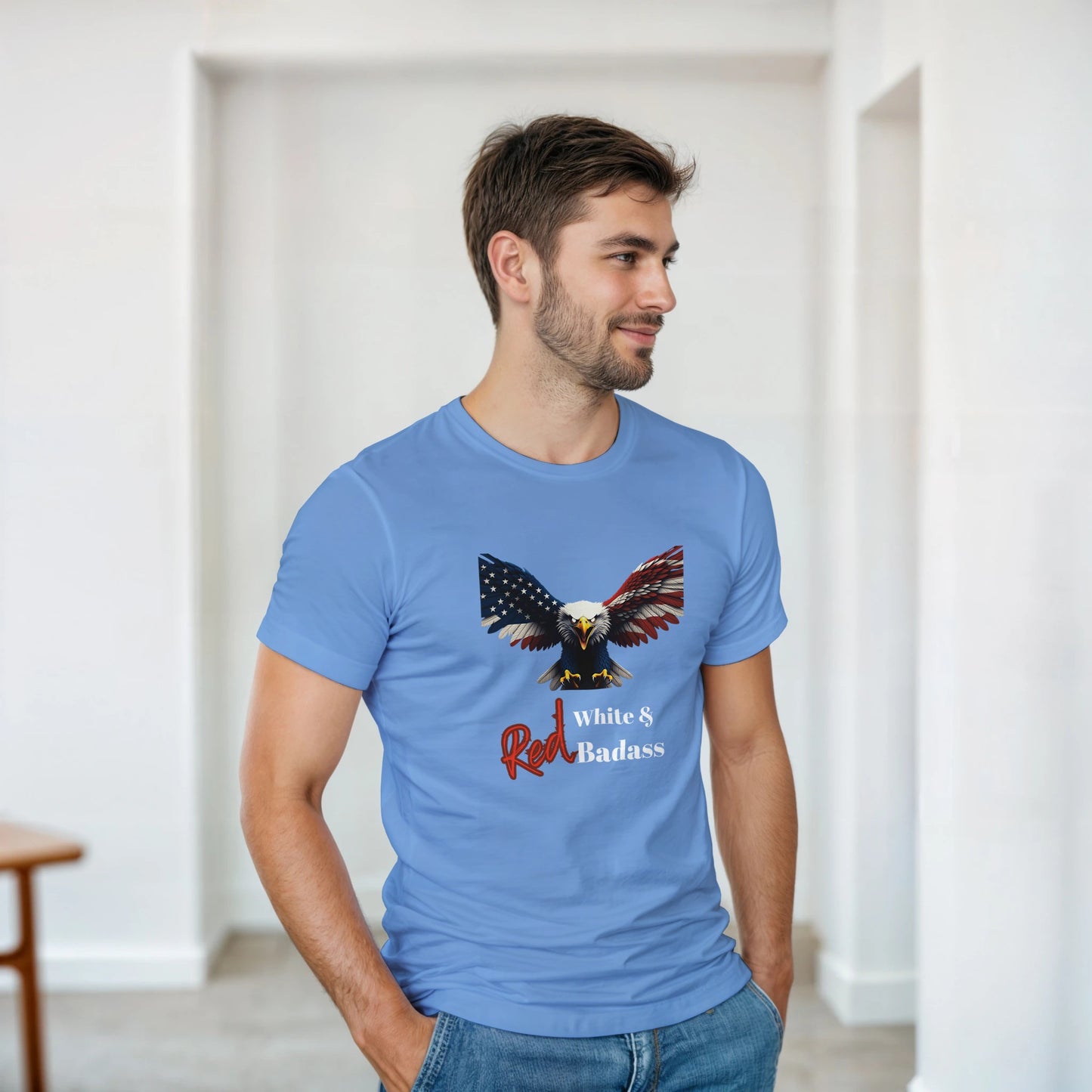 Red, White & Badass Patriotic Eagle on a Heavyweight T-shirt