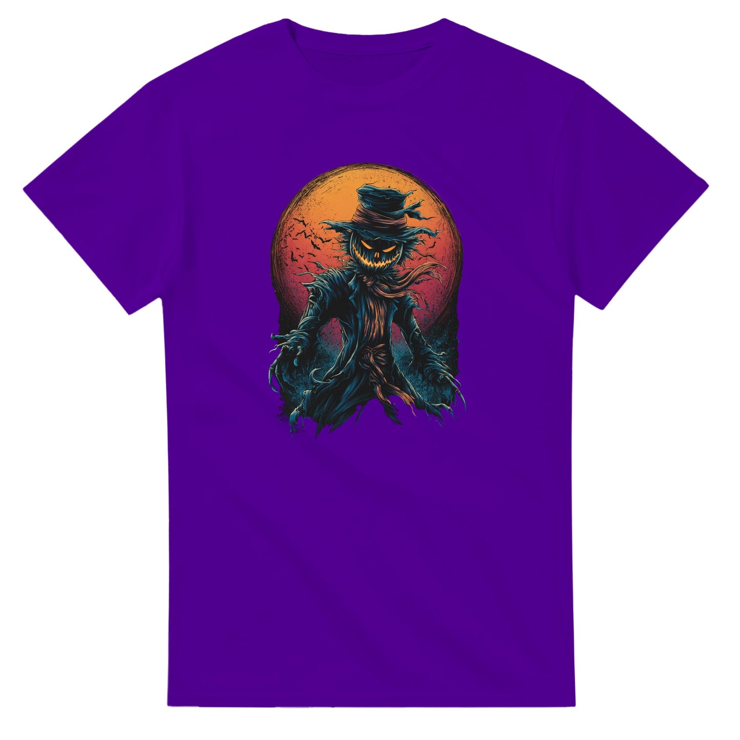 Scarecrow with Full Moon & Bats on a Heavyweight T-shirt