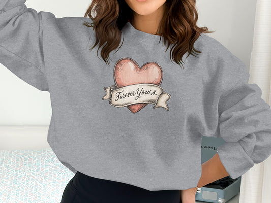 Forever Yours Heart Sweatshirt Cozy Romantic Apparel