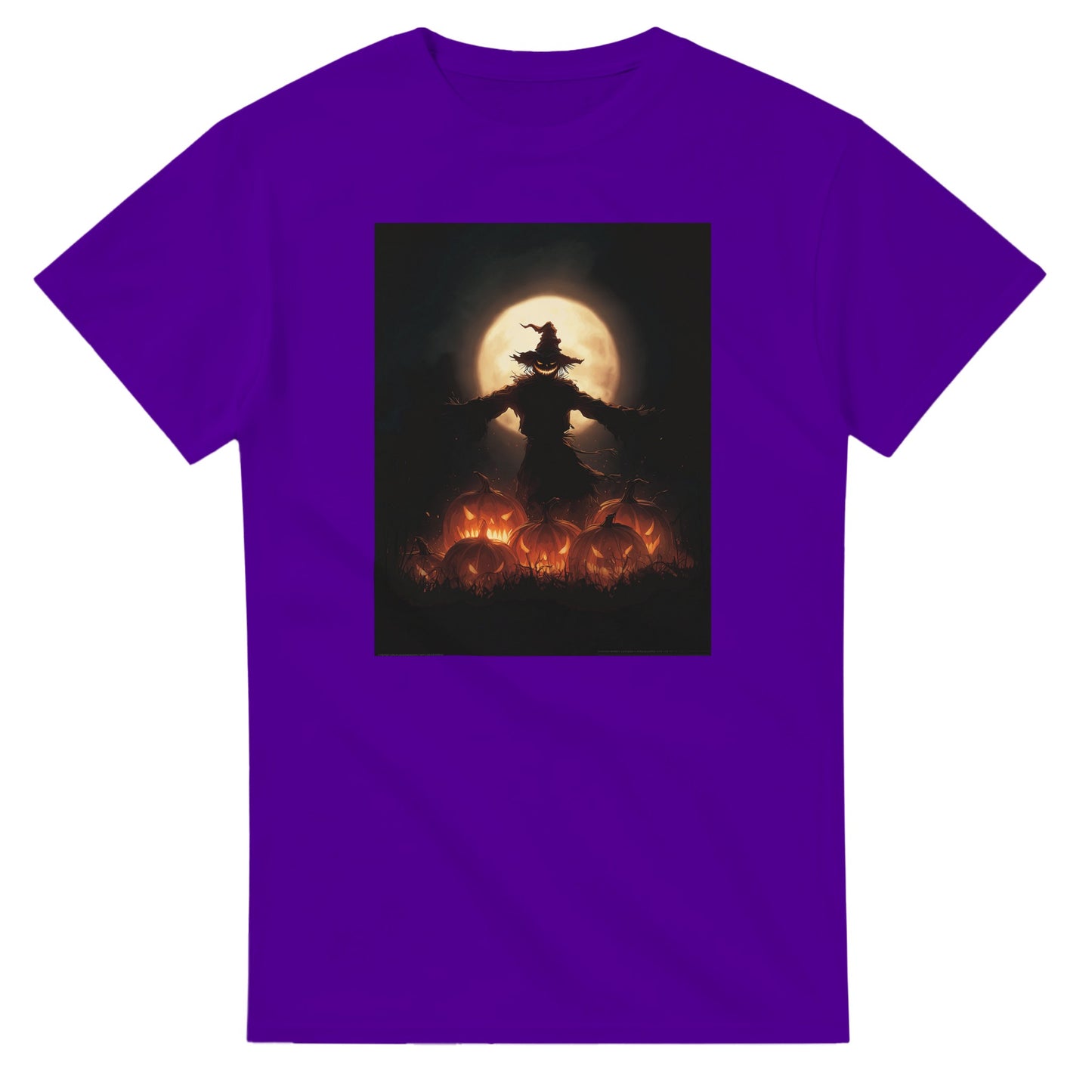 Spooky Scarecrow & Jack-O'-Lantern on a Heavyweight T-shirt