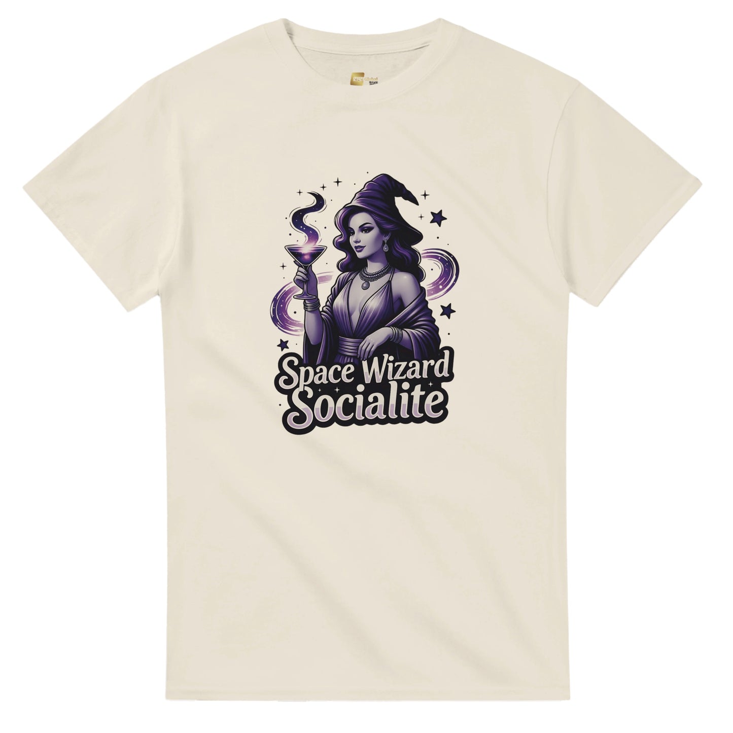 Space Wizard Socialite graphic design on a Heavyweight T-shirt