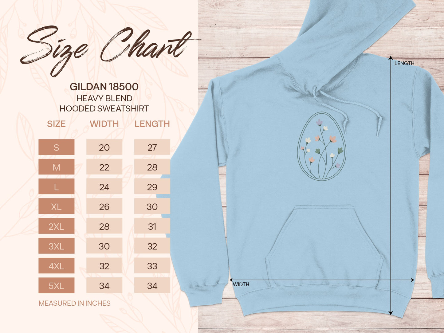 Pastel Blue Hoodie with Floral Egg Design Sweatshirt