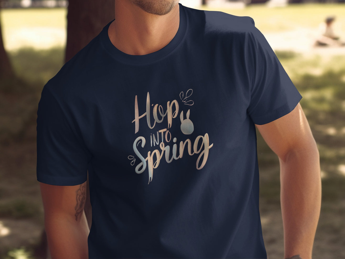 Hop INTO Spring Bunny Butterfly Dark Blue TShirt product type