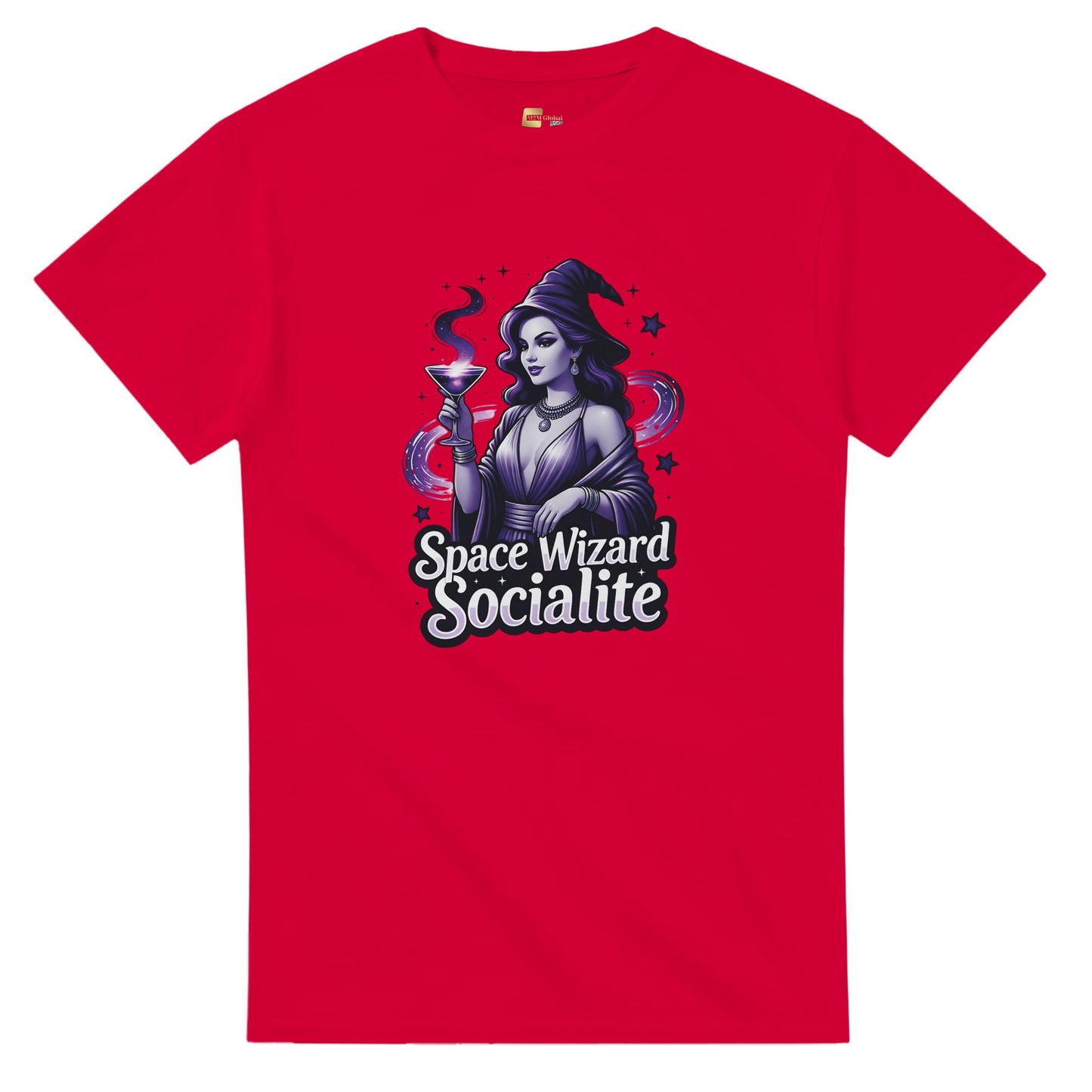 Space Wizard Socialite graphic design on a Heavyweight T-shirt