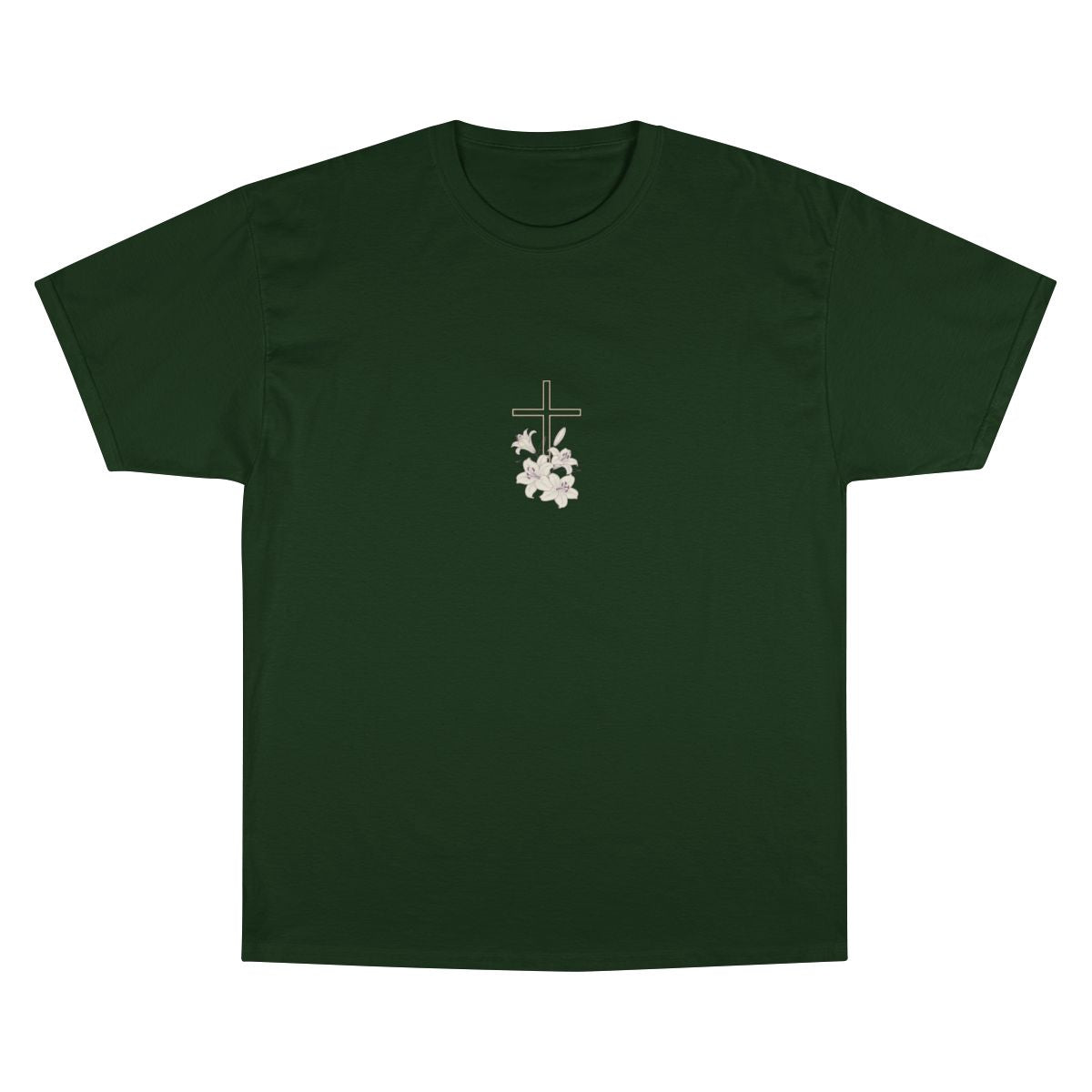 Dark Green Cross Lilies Design T-shirt product type