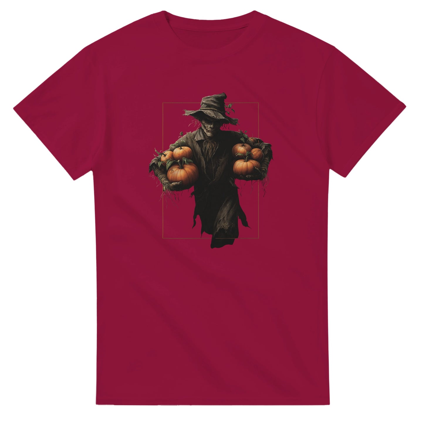 Spooky Harvest Scarecrow on a Heavyweight T-shirt