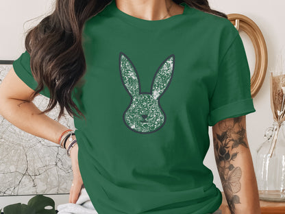Forest Green Speckle Bunny Design T-Shirt product type
Green T-Shirt, Bunny Shirt, Rabbit Tee, Animal Graphic, Distressed Bunny, Speckled Design, Forest Green, Emerald Green, Casual Top, Women's Tee, Graphic T-Shirt, Easter Shirt, Spring Apparel, Cute Bunny, Animal Lover, Crewneck Tee, Short Sleeve, Trendy Shirt, Unique Design, Apparel Gift