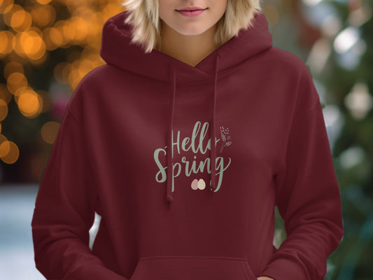 Stylish 'Hello Spring' Graphic Hoodie for Casual Wear