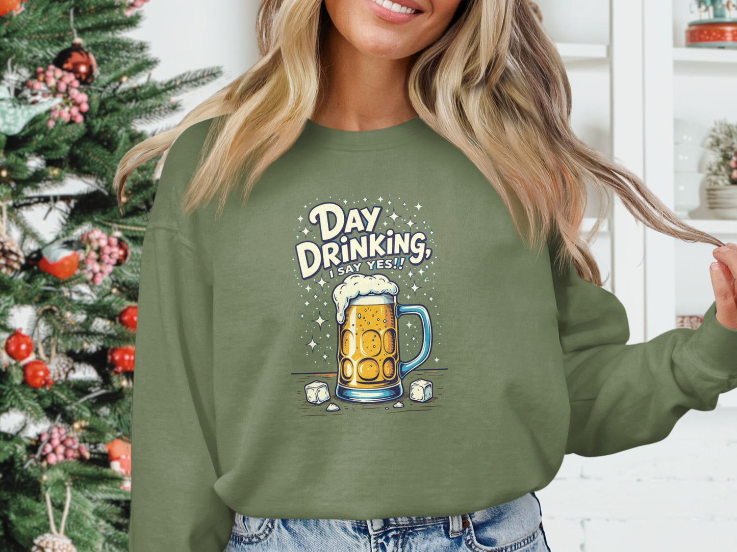 DAY DRINKING I SAY YES Beer Mug Graphic Crewneck product type