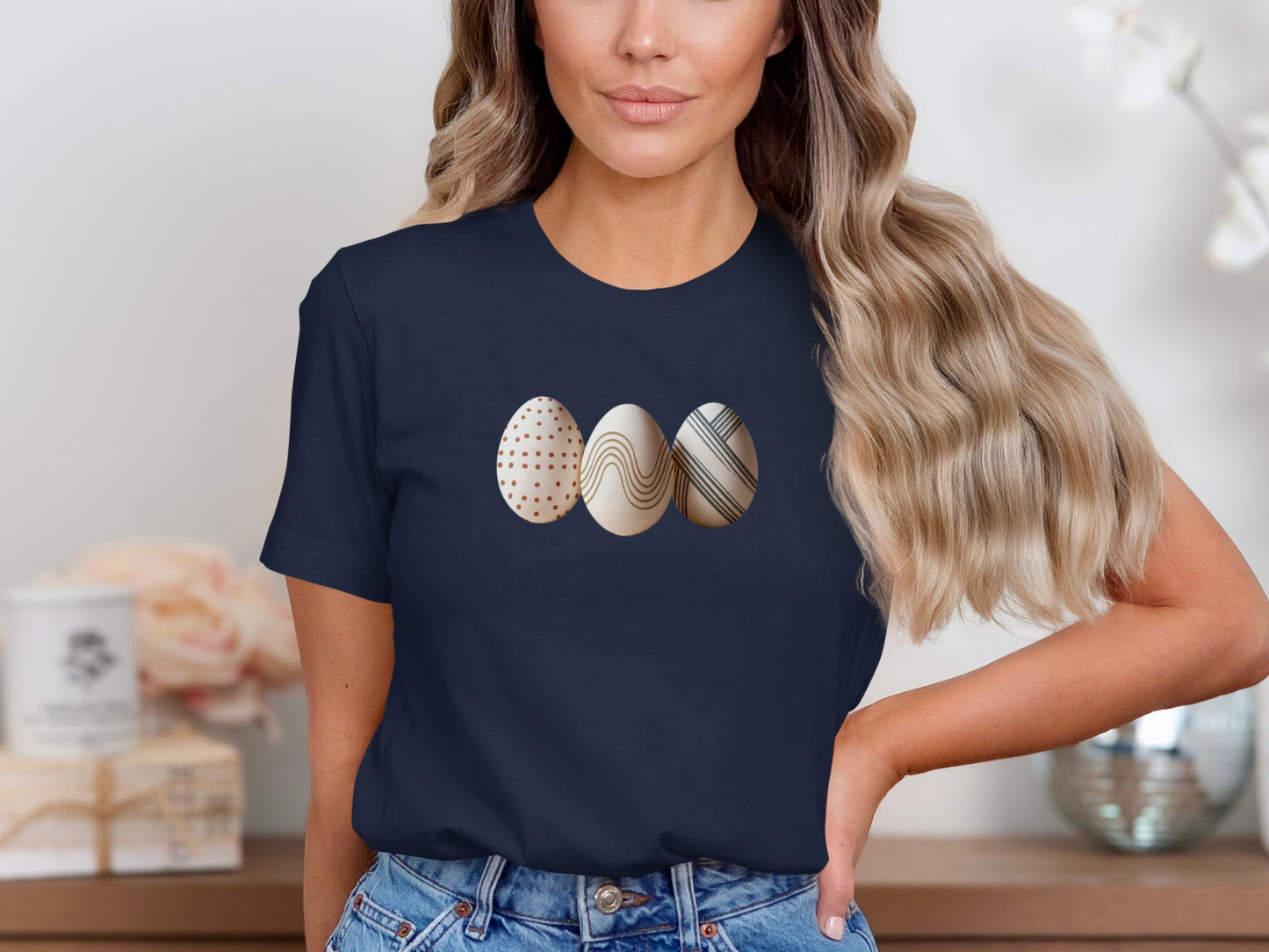 Navy Easter Eggs Three Patterns Decorative Top product type