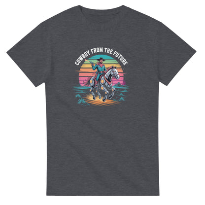 Retro-Futuristic Cowboy graphic design on a Heavyweight T-shirt