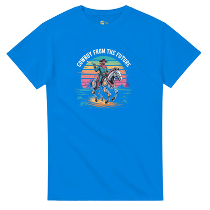 Retro-Futuristic Cowboy graphic design on a Heavyweight T-shirt
