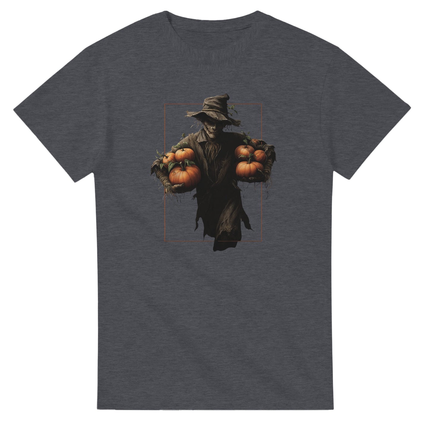 Spooky Harvest Scarecrow on a Heavyweight T-shirt