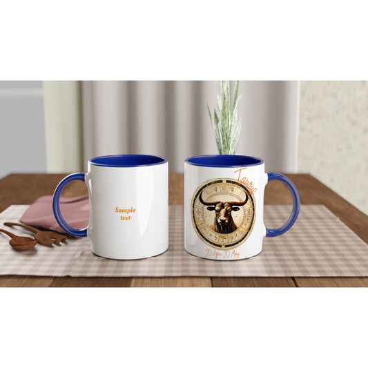 11oz ceramic mug with color inside taurus bull personalized
