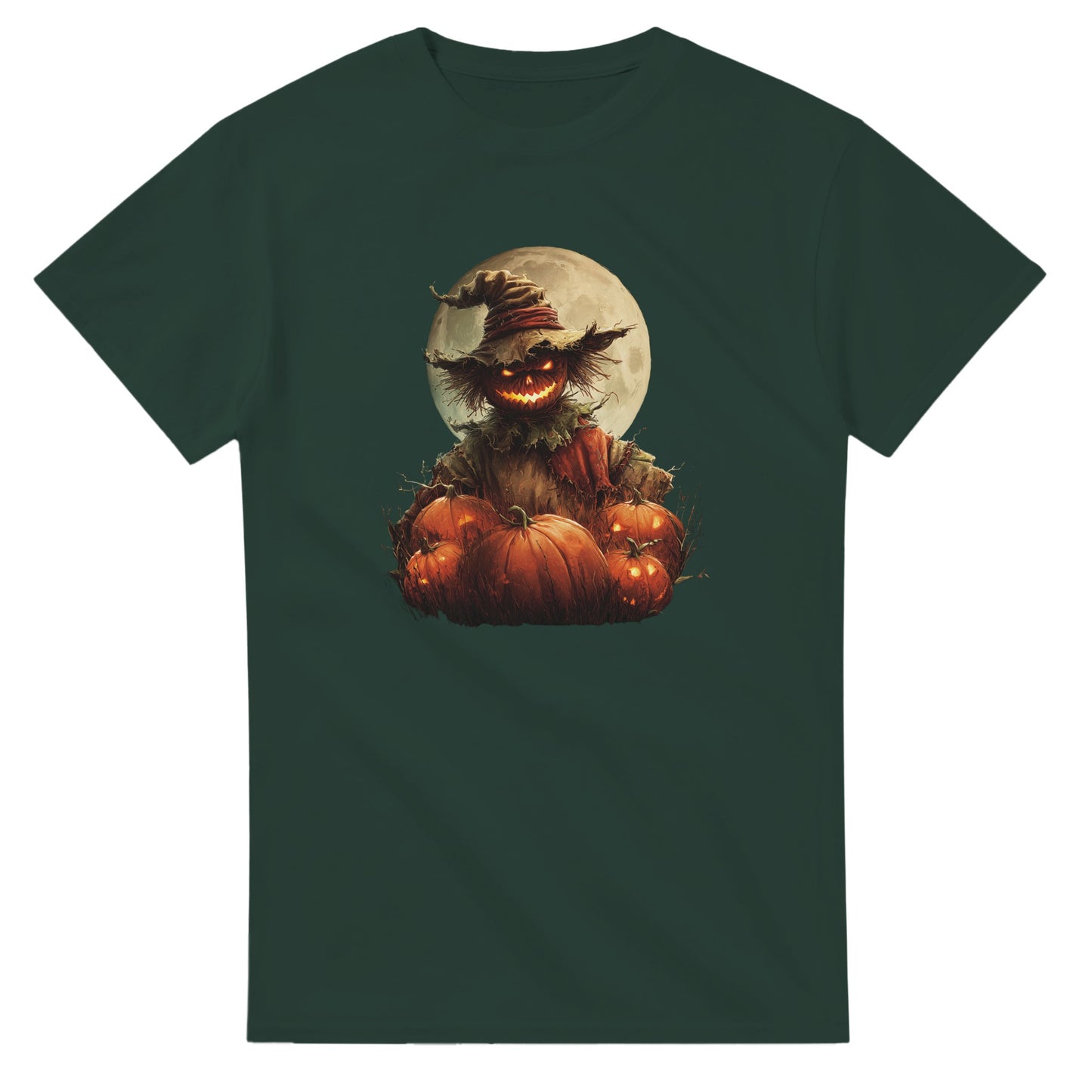 Spooky Scarecrow & Jack-O'-Lantern on a Heavyweight T-shirt